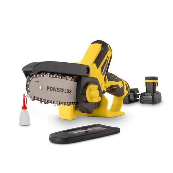 Powerplus Batteridriven Kedjesåg POWXG1045 - Trådlös med 12 V Batteri, Batteri och Laddare Ingår, 100 mm Guide med 14 Tänder
