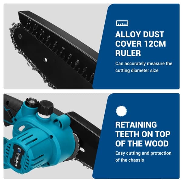 Drillpro 6-tums borstlös motorsåg, 3000W ström kompatibel med 18v-batteri Idealisk för intensiva skäruppgifter - utan batteri