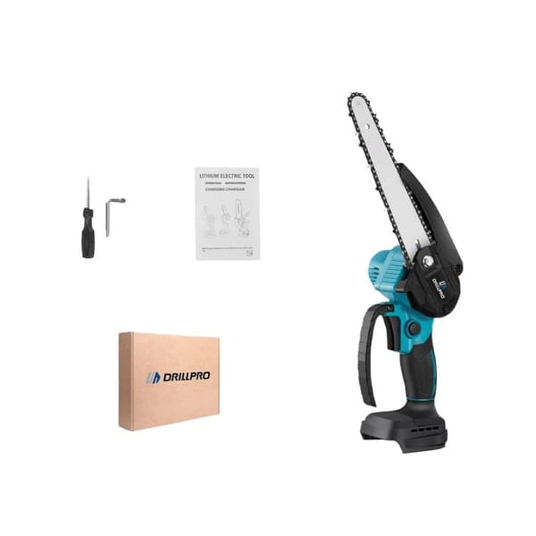 Drillpro Elektrisk Motorsav, Børsteløs Motor, 8-Tommer Guideplade,Intet batteri