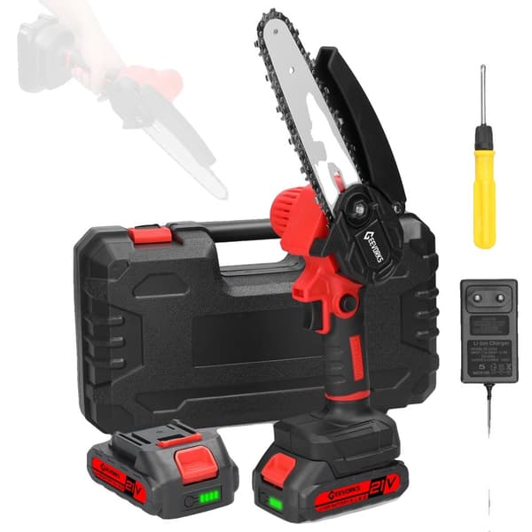 Elektrisk Beskæringssav, 6-tommer Guideplade, 5 m/s Skærehastighed,2 stk batterier, EU