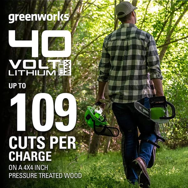 Greenworks Harjaton Moottorisaha, 40V Akulla Toimiva, 16-Tuumainen Ketjun Pituus,16 tuumaa, akku