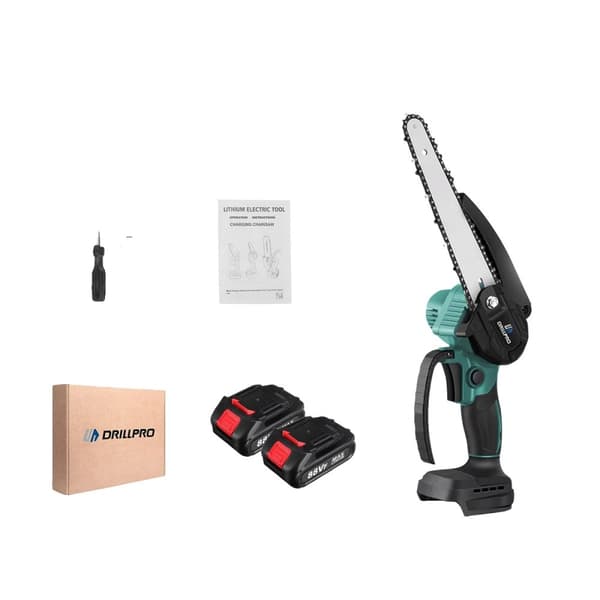 Elektrisk Trådløs Motorsav, 3000W Effekt, 8-Tommer Guideplade,To batterier