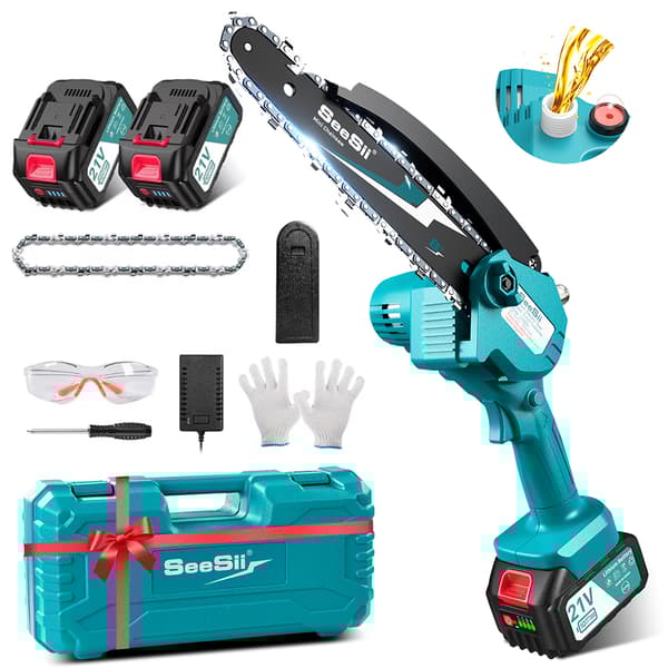 Mini trådløs motorsav, 8-tommer guide, langtidsholdbart batteri,med 2-batteri 4.0Ah