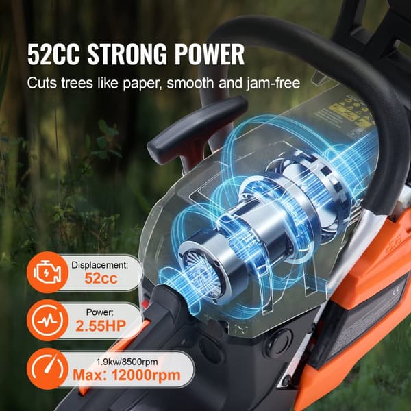 Gasolkedja, 52CC motor, 2,55HK effekt, 18-tums svärd