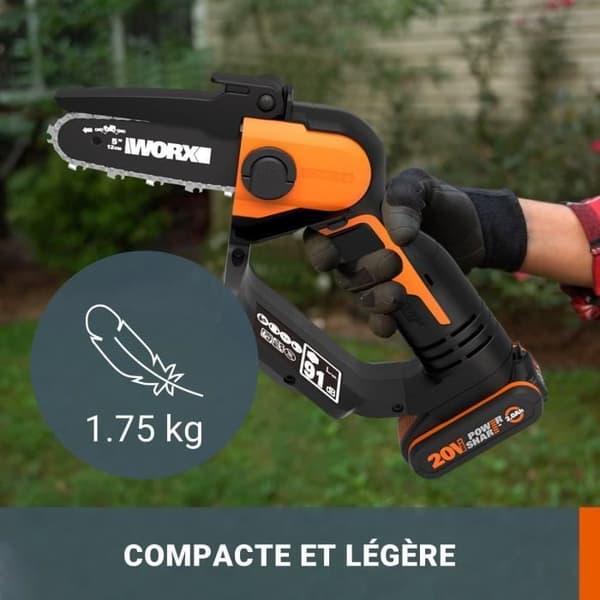 Batteridriven grensax - WORX - WG324E - 20V - 2Ah - Skärdiameter 12 cm