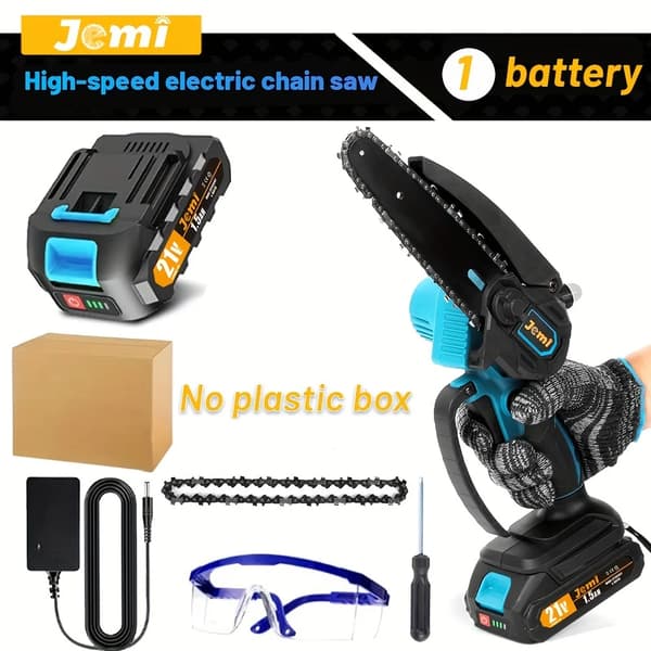 Mini Motorsav, 6-tommer Klinge Diameter, Letvægtsdesign 1,3 kg,1batt 1kæde(karton)