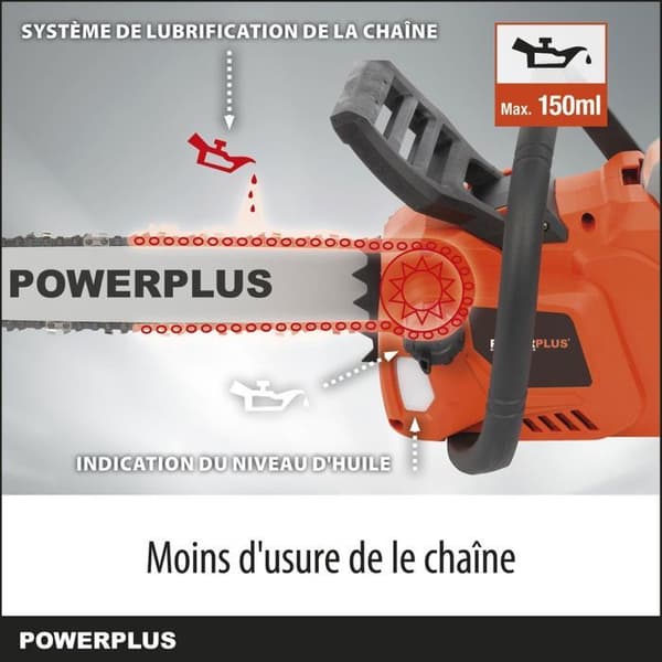 Powerplus Dual Power-batterimotorsåg POWDPG7576 - 40V, 350 mm guide, utan batteri eller laddare