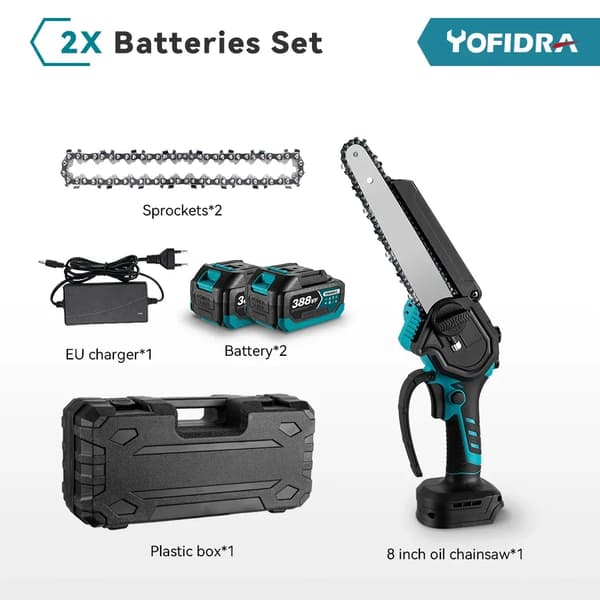 Elektrisk såg, borstlös motor, trådlös,2 Batteri EU Kontakt