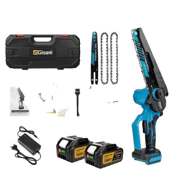 Elektrisk Motorsav, 8 Tommer Guideplade, Børsteløs Motor,2 Batteri