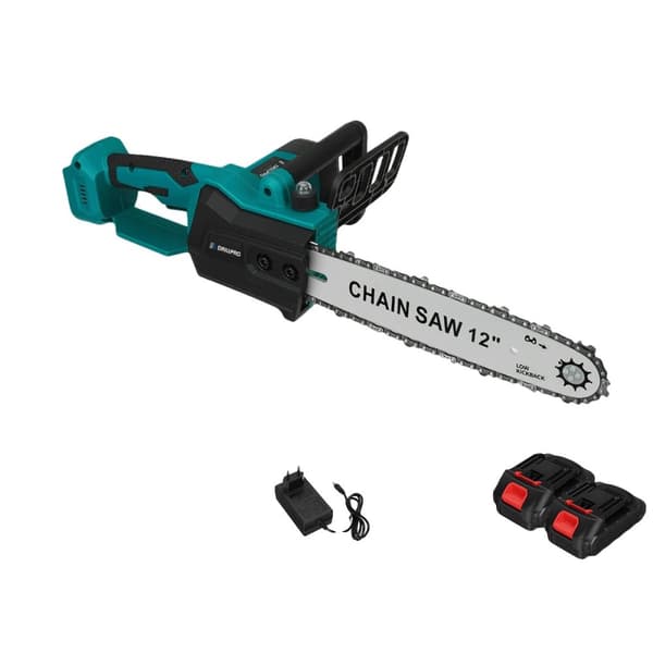 Elektrisk Motorsav, 12 Tommer Klinge, 6800 RPM Hastighed,2 Batterier