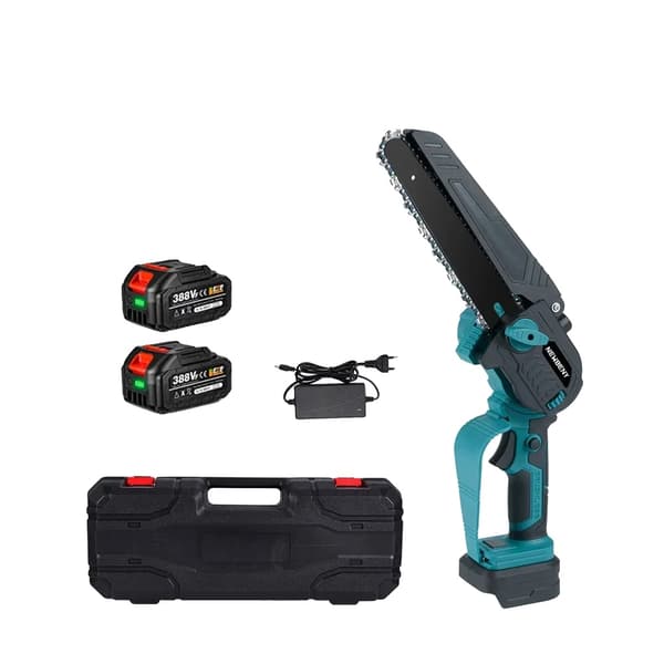 Elektrisk Motorsav, Børsteløs Motor, 8 Tommer Guideplade,2 Batteri EU Stik