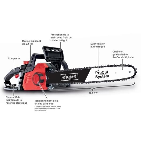 SCHEPPACH CSE2600 Elektrisk motorsav - 45,5cm 2400W