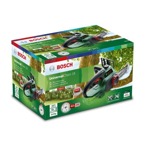 Bosch UniversalChain 18 akkukäyttöinen moottorisaha - 200 mm terälaipan pituus - 18 V - ilman akkua
