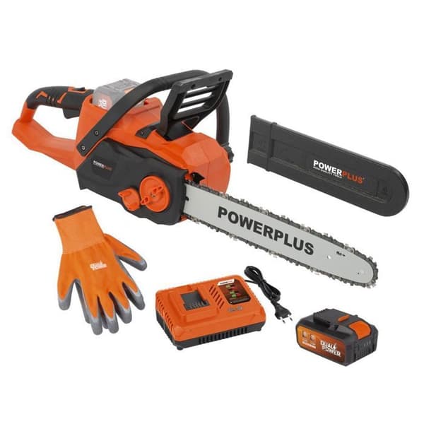 Dual Power POWDPGSET33 Batteridrevet kædesav - 40 V, 350 mm føring, batteri og oplader inkluderet