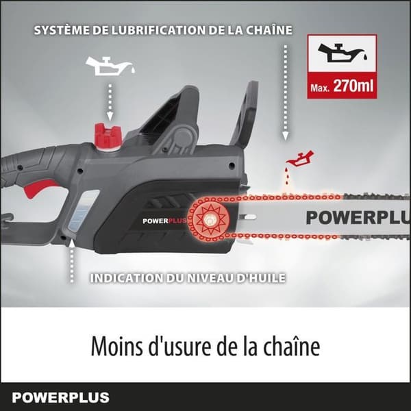 Powerplus elektrisk kædesav POWEG10110 - 2200 W, 400 mm sværd, automatisk kædesmøring, haveværktøj