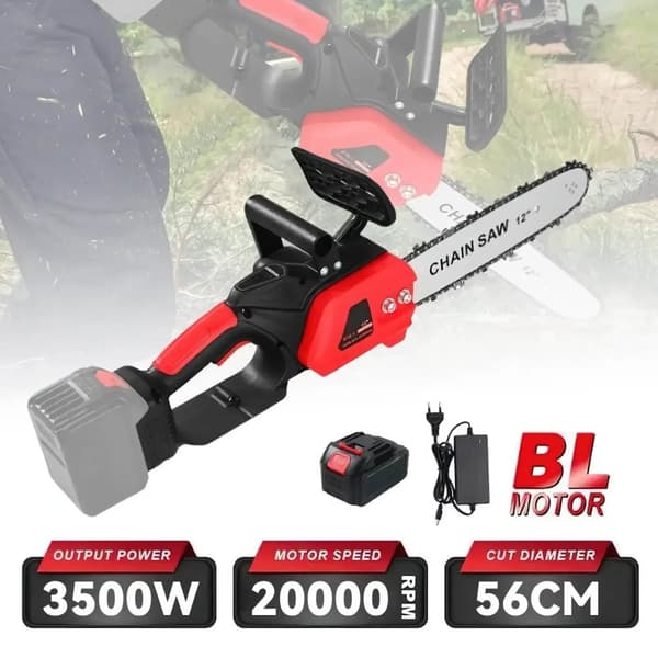 Børsteløs Elektrisk Motorsav, 3500W Effekt, 20000 RPM Hastighed,1 Batteri 1 Kæde, EU