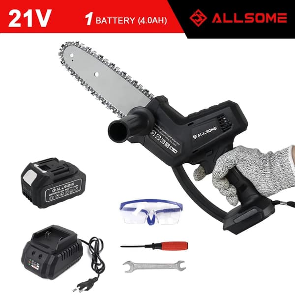 Trådløs Mini Motorsav, 21V Strøm, 4.0AH Batteri,Med et batteri