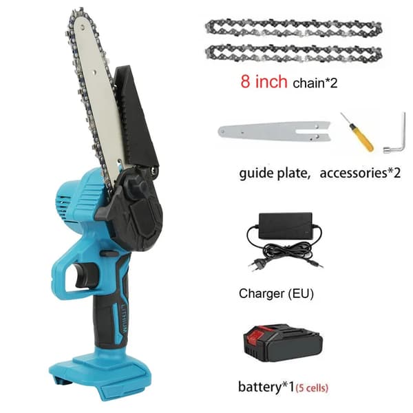 Mini elektrisk kædesav, 6-tommer/8-tommer kæde muligheder, letvægtsdesign,8 tommer 1 batteri, EU