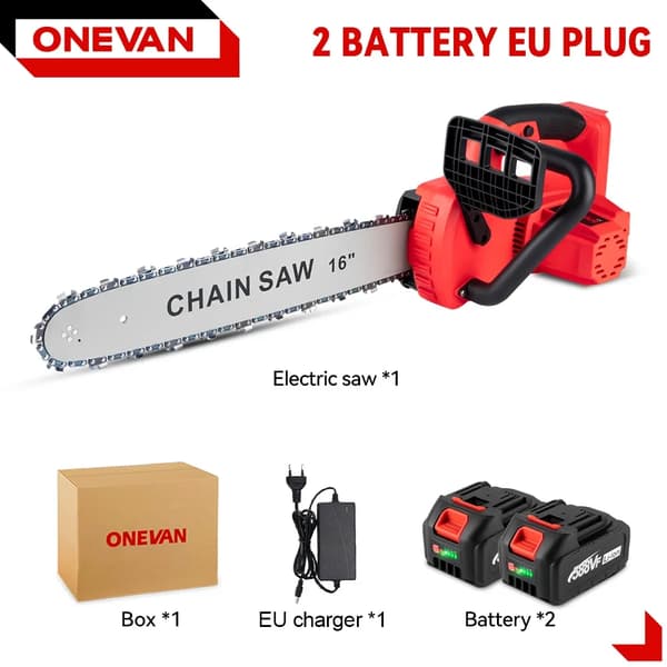 Elektrisk Motorsav, 16 Tommer Klinge, 30000 Omdrejninger Pr. Minut,2 Batteri EU -stik