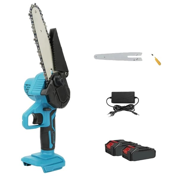 Mini elektrisk kædesav, 6-tommer/8-tommer kæde muligheder, letvægtsdesign,EU, 8 tommer 2 batteri