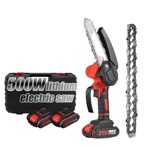 Bærbar Motorsav, 500W Effekt, 4-Tommer Guideplade,4 tommer Rød 1 stk