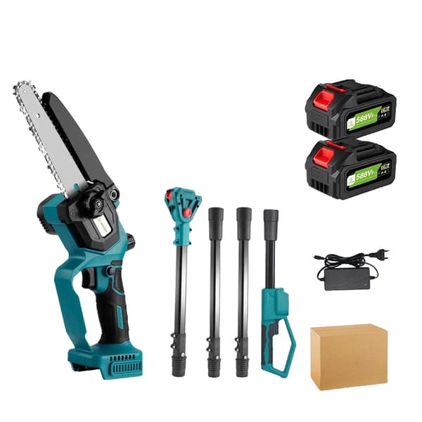 Teleskopisk elektrisk motorsav, 4500W effekt, 6-tommer guideplade,2 Batteri EU Stik