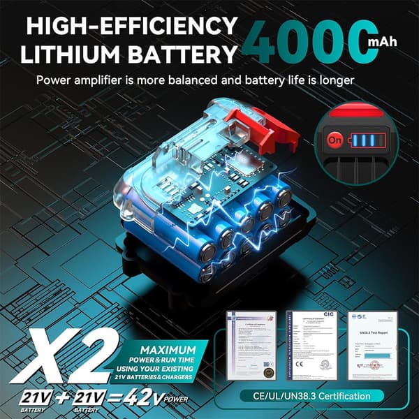 Mini trådløs motorsav, 8-tommer guide, langtidsholdbart batteri,med 2-batteri 4.0Ah