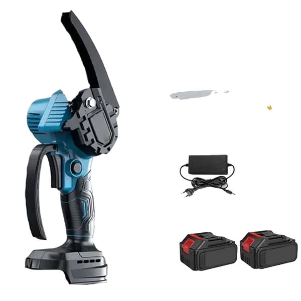 Børsteløs Mini Kædesav, 8 Tommer Kæde, 16.000 RPM Hastighed,EU, 8 tommer 2x batterier