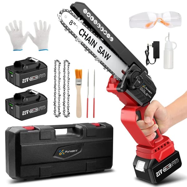 Trådløs Motorsav, 8-tommer Klinge, 2 stk. 4000mAh Batteri,2 stk. 4000mAh batteri