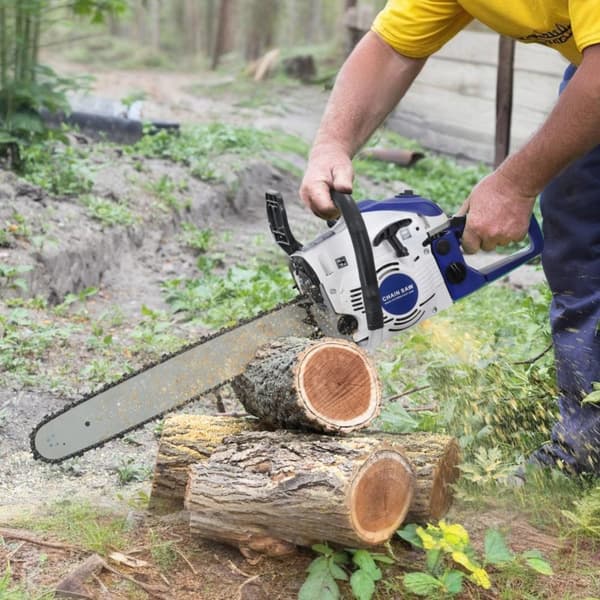 58cc Benzinkædesav, Ergonomisk Design, Automatisk Smøring,Blå