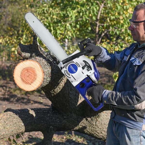 58cc Benzinkædesav, Ergonomisk Design, Automatisk Smøring,Blå