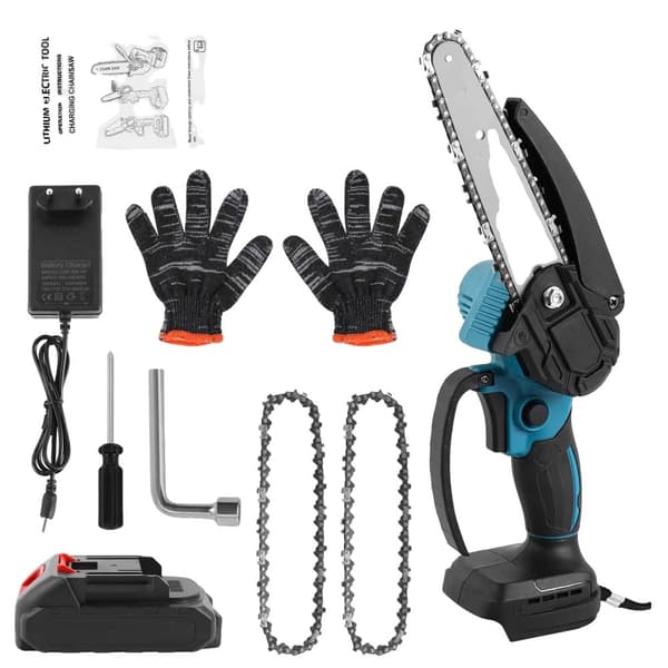 21V Mini Motorsav, 6-tommer Guideplade, 8M/S Kædehastighed,1*batteri Som vist, EU