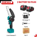 Miniatyrbillede 2 af 2: Børsteløs elektrisk kædesav, 6-tommer guideplade, kraftfuld 3500W motor,2 Batteri 1Lader