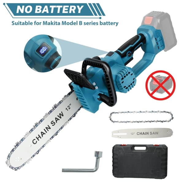 12 Tommer Elektrisk Motorsav, 2200W Effekt, 720 m/min Såafstand, Kompatibel med B Serie Batteri,Ingen batteri