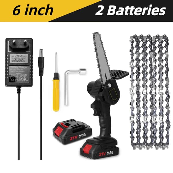 Kannettava Mini Sähkösaha, 6 tuumaa, 21V, Ergonominen Muotoilu,musta ja 5kpl