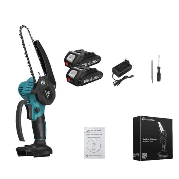 Trådløs Elektrisk Kædesav, 6 Tommer Guideplade, 1500W Kraft,2 Batteri, EU