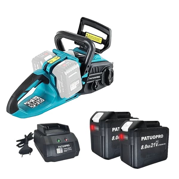 16 Tommer Trådløs Elektrisk Motorsav, 42V Strøm, 1600W Effekt,EU, 2 stk. 8,0 Ah batteri