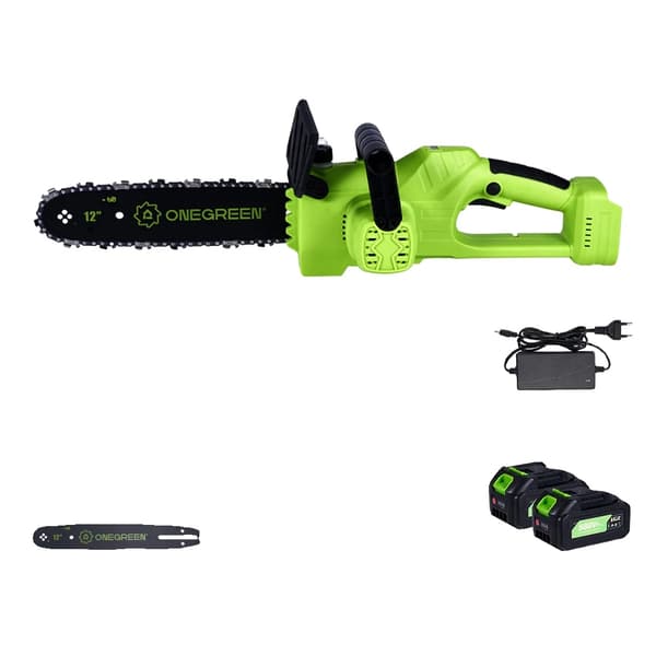 Elektrisk Motorsav, 12 Tommer, Børsteløs Motor, Inkluderer Batterier,2 Batteri EU Stik