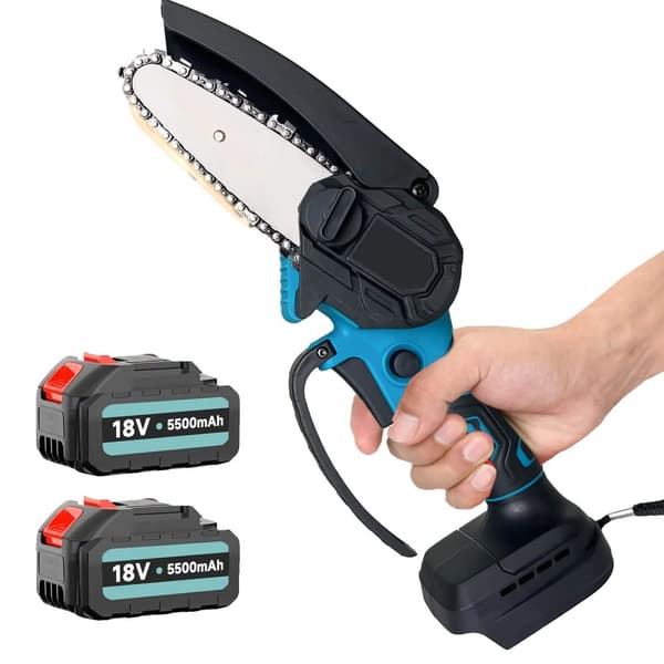 4 Tommer Mini Motorsav, Letvægtsdesign, Ergonomisk Greb, Sikkerhedslås,med 2 Batteri
