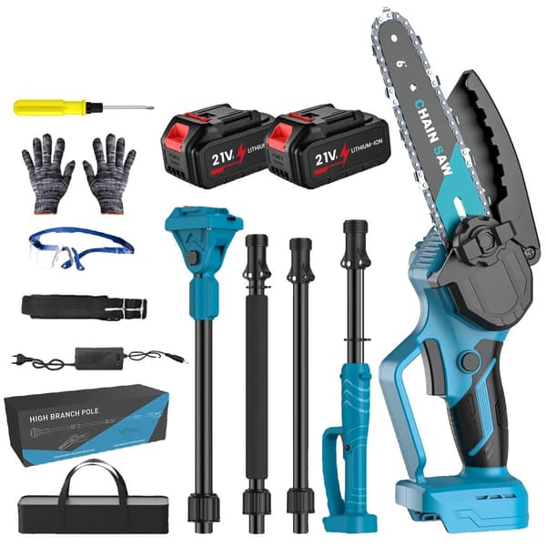Teleskopisk Stang Elektrisk Motorsav, 6 tommer Guideplade, 21V Spænding, 30 cm Skærediameter,300W