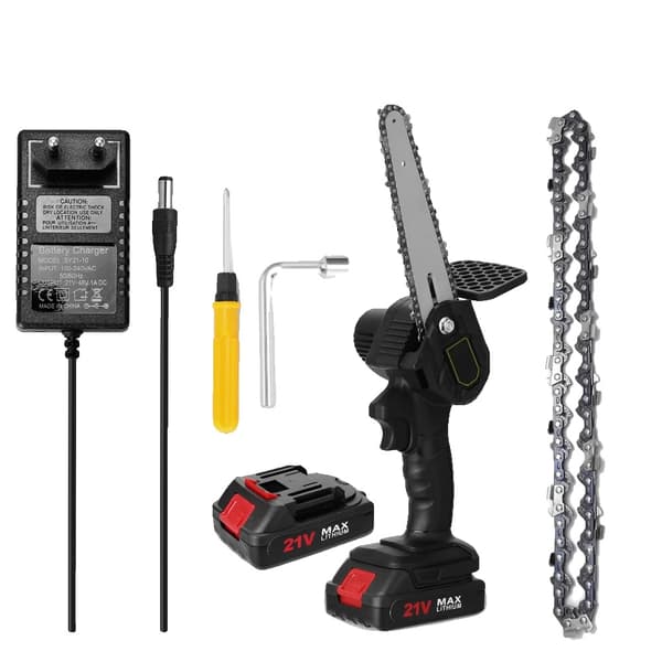 Bærbar Mini Elektrisk Motorsav, 6 Tommer, 21V, Ergonomisk Design,sort og 1pc