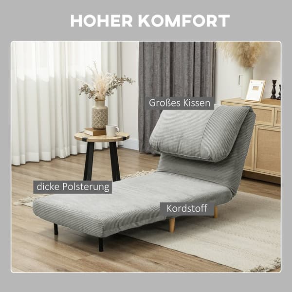 Bäddsoffa, 2-i-1, 82x89x83 cm, Grå