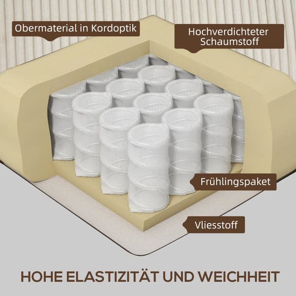 Trebäddssoffa, 227x84x87 cm, Kräm Vit