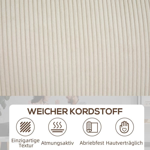 Trebäddssoffa, 227x84x87 cm, Kräm Vit