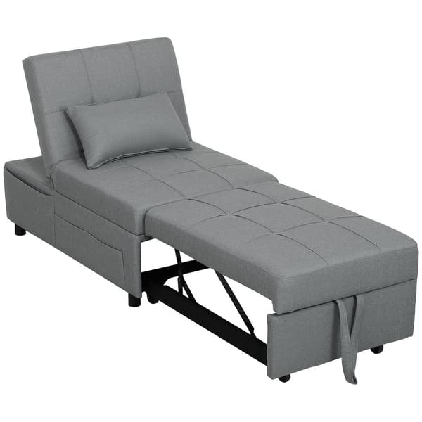 Sovstol med bäddfunktion, 3-i-1, 65.5x104x81 cm, Ljusgrå