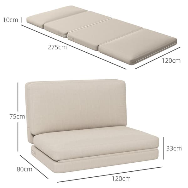 Lattiasohva, 3-in-1, 120x80x75 cm, Beige