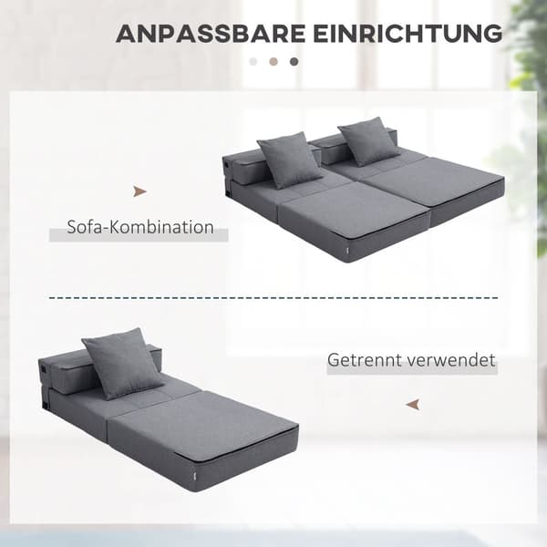 Sovstol, 2-i-1, 70x70x61 cm (Soffa), 70x174x15 cm (Säng), Mörkgrå