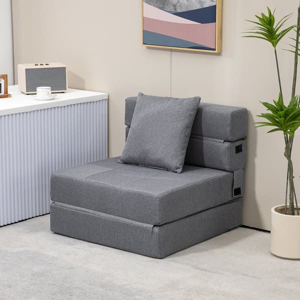 Sovstol, 2-i-1, 70x70x61 cm (Soffa), 70x174x15 cm (Säng), Mörkgrå