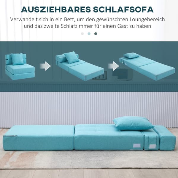 Sove Stol, 70x70x61 cm (Sofa), 70x174x15 cm (Seng), Blå