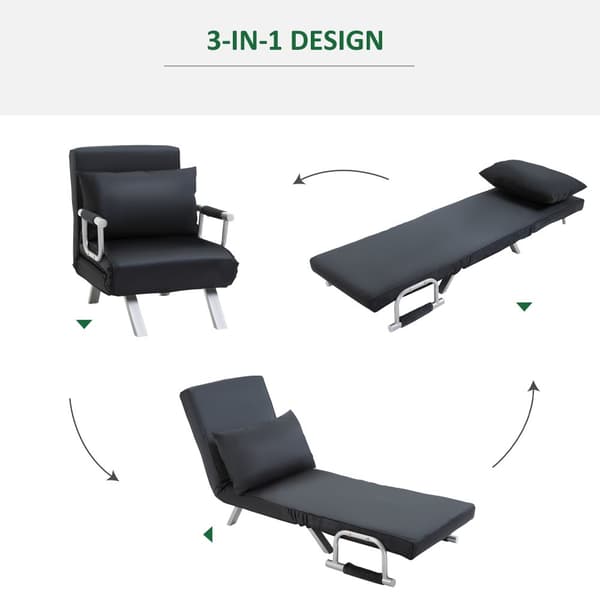 2-in-1 vuodesohva, 65P x 77L x 80K cm, Musta